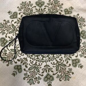 Valentino Garavani Black Dopp Elegant Case with Logo